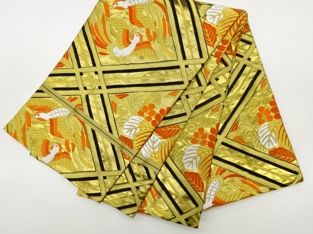  襷に鳳凰・桐模様織出し丸帯